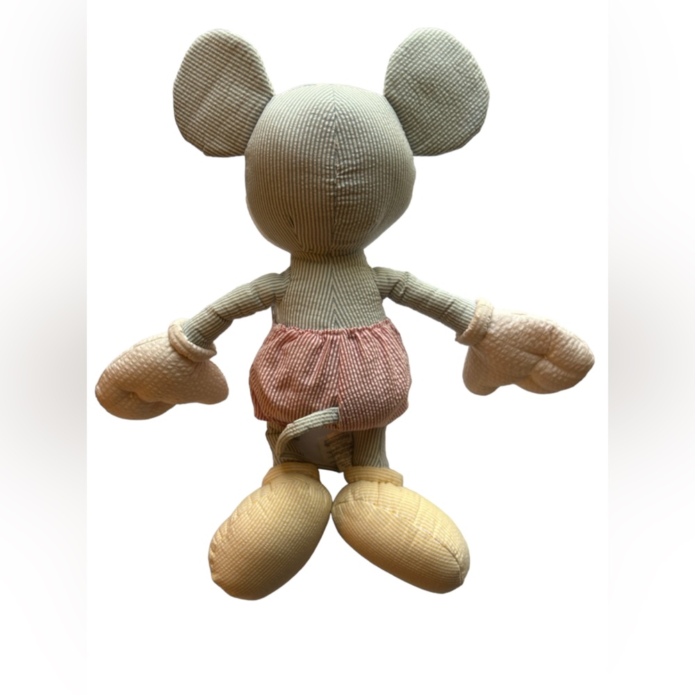 NWT Disney Store Seersucker Mickey Mouse Stuffed Plush Toy - Picture 2 of 6